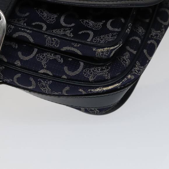 CELINE C Sulky Shoulder Bag Canvas Navy Gold - Picture 9 of 16